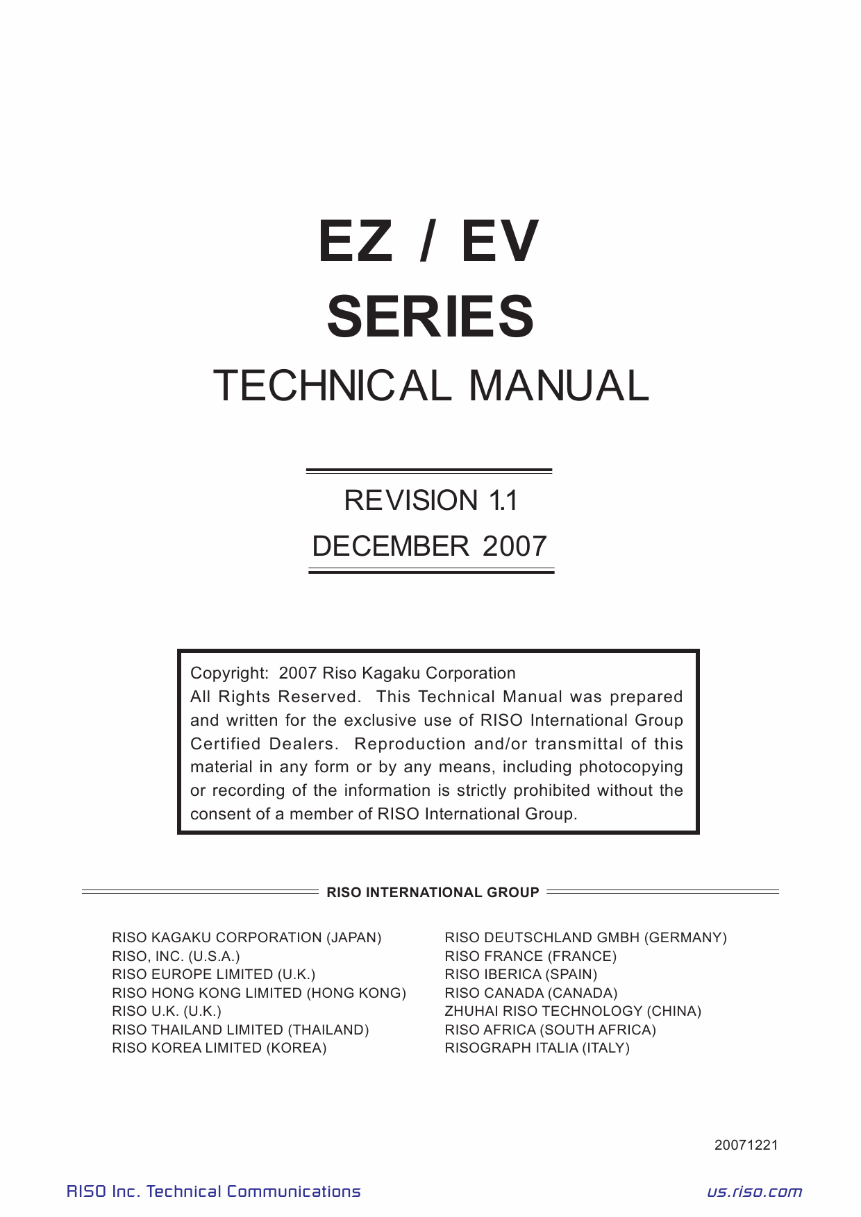 RISO EV 2560 2590 3560 3760 3790 5790 TECHNICAL Service Manual-1